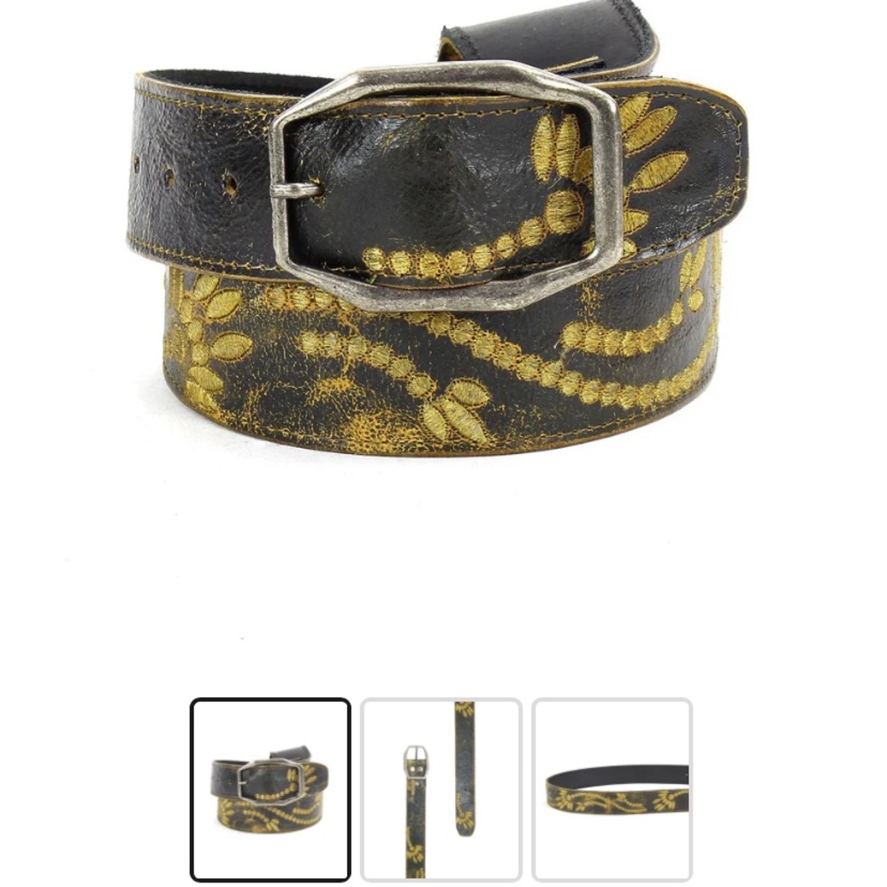 BEDSTU Cobbler Series Embroidered Mohawk Belt in Teak